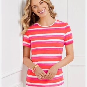 Talbots Red and Pink Striped Tee